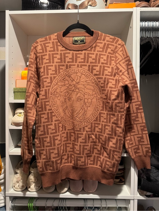 Fendi Other - Fendi Brown/Tan Medusa Logo Crewneck Sweater